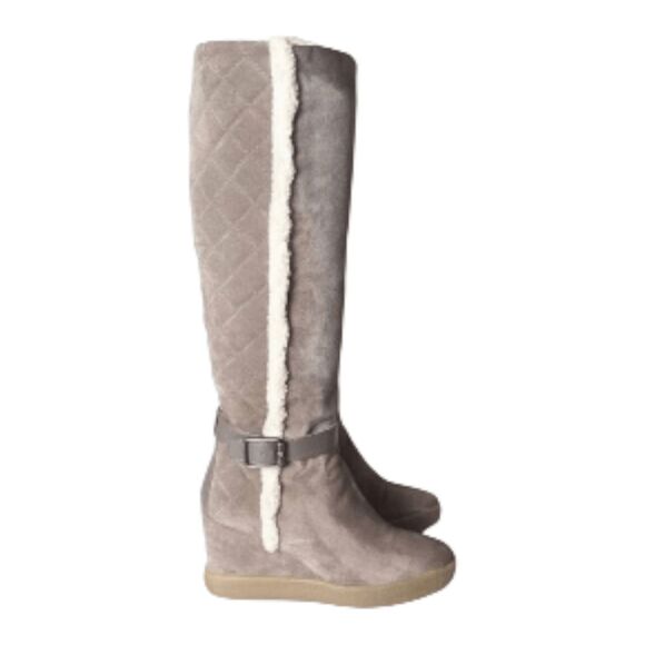 AQUATALIA Callie Faux-Shearling Tall Wedge Boot Size 7.5 - Picture 4 of 10